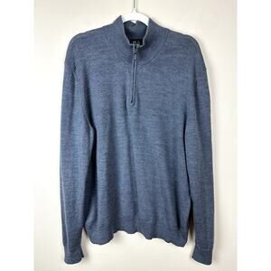 Jos A Bank Traveler Merino Wool Quarter Zip Sweater XL Fisherman Preppy Heritage